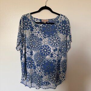Philosophy Woman’s 2XL Shirt, Blue Kaleidoscope, Flowy Blouse